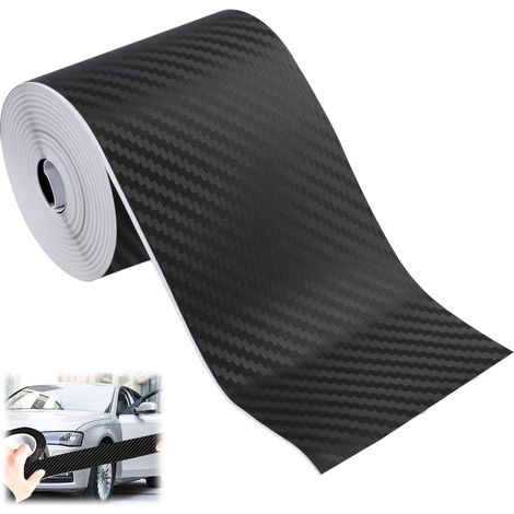 Protection de Seuil de Porte Noir, Film Carbone, Film Anti Rayure 10 m X 7 cm, Autocollant PVC, Universellement Voitures (1/5)