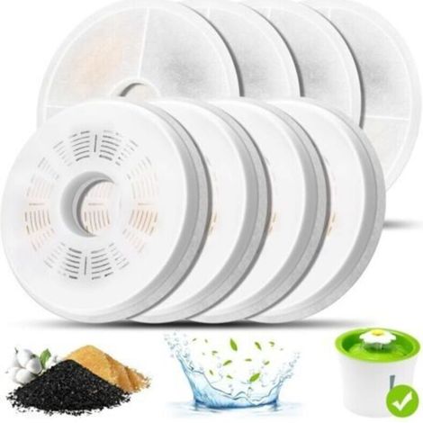 Filtro per fontanella per gatti, confezione da 8 filtri a tripla azione per fontanelle per gatti compatibili con distributori d'acqua per animali domestici da 3 litri, filtro di ricambio a tripla azio