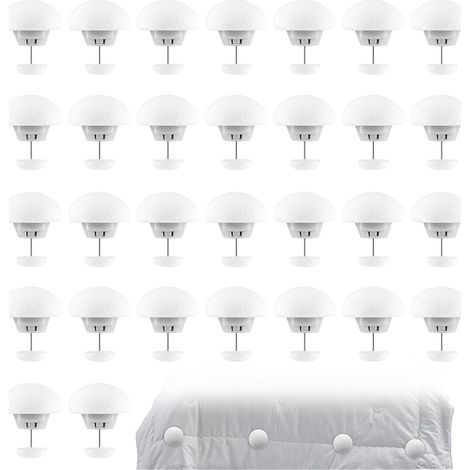 Attache Couette, 30 Pièces Champignon Clip Couette, Longueur Broche 30 mm Pince Couette, Plastique Blanc, Support Courtepointe, pour Plupart Épaisseurs Courtepointe (1/5)