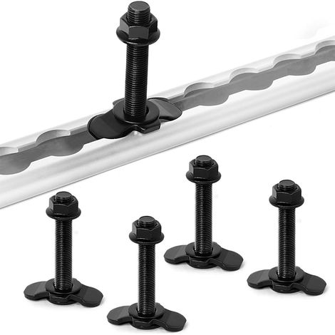 Raccord à Vis pour Rail Aérien 4 Pièces, M8x60 Accessoires pour Rail Aérien Ferrure D'extrémité pour Rails D'arrimage, Noir (1/5)