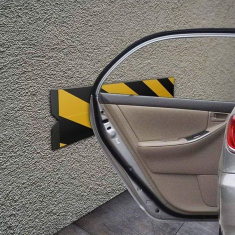 2 pezzi di protezioni angolari adesive in schiuma, 40x15 cm, protezioni per portiere auto, paraurti per garage, colonne, parcheggio, porta del garage, angoli, pareti (giallo e nero) (1/4)