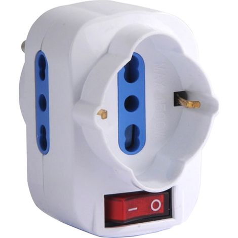 TECHLY Adattatore rotante 2 prese 2P+T 10/16A bipasso + 1 presa bipasso/schuko (1/5)
