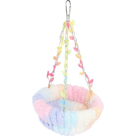 Hamac suspendu en peluche pour oiseaux, sangles de suspension robustes, lit suspendu doux et chaud pour perroquets et autres animaux de compagnie. (1/5)