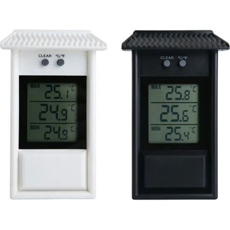 Set aus 2 digitalen Min/Max-Thermometern für Gewächshäuser - Für Innen- oder Außenwandmontage.