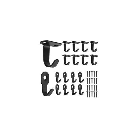 20 crochets porte-clés, crochets de plafond, crochets à vis, crochets muraux, noirs, petits, avec 30 vis, adaptés pour la salle de bain, la cuisine, les foulards, les serviettes, etc. (1/5)