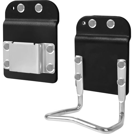 Porte-marteau pour ceinture - Lot de 2 - Acier inoxydable et nylon - Fixation rapide sécurisée - Artisans et bricoleurs - Noir 6,7x8,5 cm (1/5)