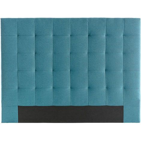 Testiera del letto imbottito in tessuto blu anatra 140 cm HALCIONA (1/4)