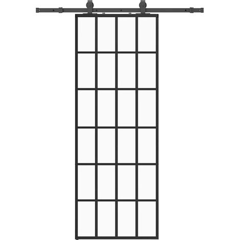 Maison Exclusive - Schiebetür mit Beschlag Schwarz 76x205 cm ESG-