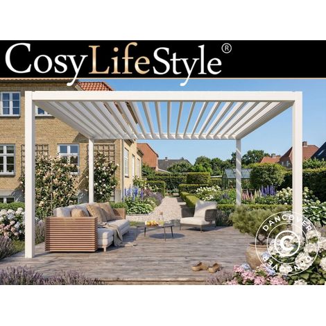 Bioclimatic pergola gazebo San Pablo Steel S80, 3x4 m, White - Dancover