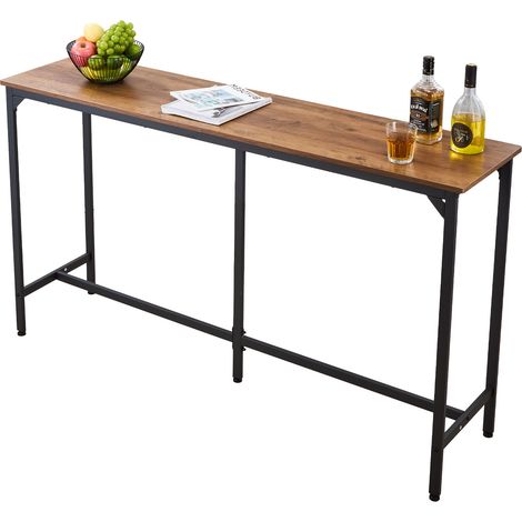 VEVOR Tavolo da Bar con Bordi Arrotondati e Design Orizzontale Estensibile, Tavolo da Pub Rettangolare da 1600 x 398 x 915 mm, Marrone Chiaro e Nero, Adatto per Minibar, Ufficio, Sala da Pranzo