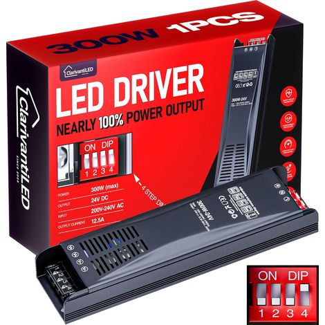 Transformateur LED dimmable 24v 300W 12.5A 1pcs 230V 220V Alimentation DC Transfo pour ruban driver alimentation basse tension transfo pour LED power supply tranformateur alim 24v (1/5)