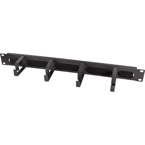 LogiLink Professional OR106B - Pannello passacavi da 19" con 4 staffe in acciaio e listello, colore: Nero (1/5)