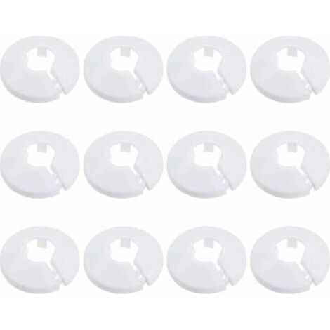 12 Pcs Cache Tuyau, Cache Tuyau Plomberie Collier Radiateur, Manchon Radiateur pour Tuyau Rosace Ronde Blanche Diamètre de 15 mm (Blanc) (1/4)