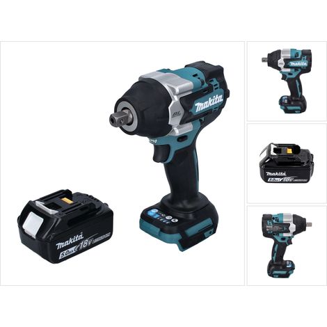 Llave de impacto sin cable Makita DTW 701 T1 18 V 700 Nm 1/2" XPT Sin escobillas + 1x batería recargable 5,0 Ah - sin cargador