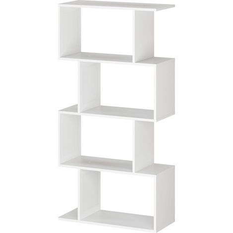 Étagère Rangement 140 x 70 x 30 cm WM074-WM classeur Bureau Blanche Mat 4 Cases (1/5)
