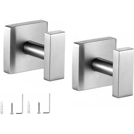 Patère murale - inox argenté, pour peignoir et salle de bain (1/4)