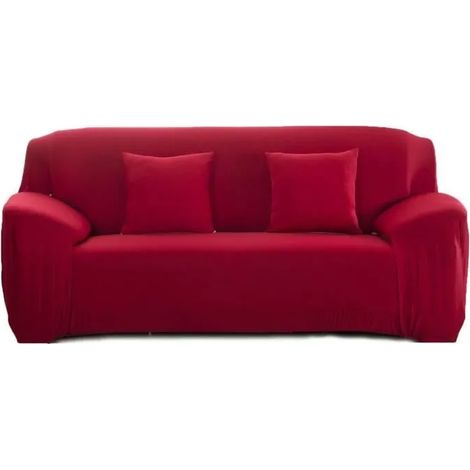 Housse extensible pour canapé 3 places 190–230 cm - Rouge, polyester/spandex, lavable (1/4)