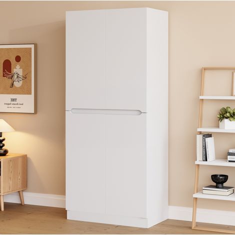Armario 70 x 40 x 170 cm de doble puerta con compartimento lateral, blanco HAVRYA (1/5)