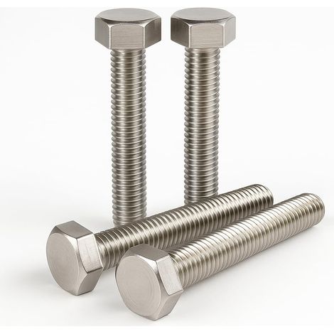 Lot de 4 boulons M8, vis à tête hexagonale M8 x 90 mm – Acier inoxydable A2, vis à tête hexagonale entièrement filetées pour la construction, l'automobile, les machines
