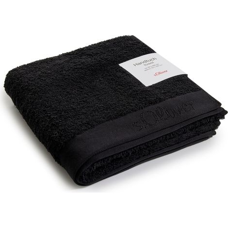 Serviette en coton doux - 50 x 100 cm - Noir - Éponge (1/5)