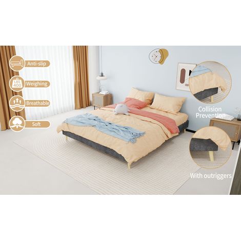 Bett Doppelbett 160x200 Stauraum Samt Grau OKMYHOME