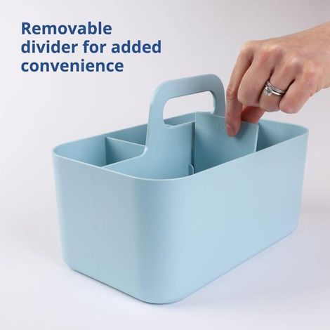 Multipurpose Storage Boxes - Stackable Plastic Storage Boxes with Handles for Desk, Makeup, Home, Art, Classroom - Blue MUMU (1/4)