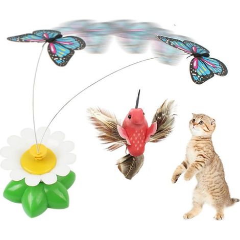 Jouets automatiques pour Chat Papillon, Jouet interactif pour Chat avec 1 Remplacement d'oiseau, embuscade Mobile aléatoire pour Animal de Compagnie d'intérieur. (1/5)