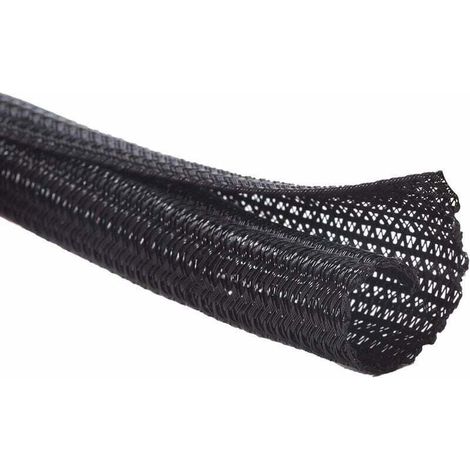 Funda para cables autocerrable de 13 mm a 10 m, cubierta para cables, organizador de cables, gestión de cables para ordenador y automoción - Negro