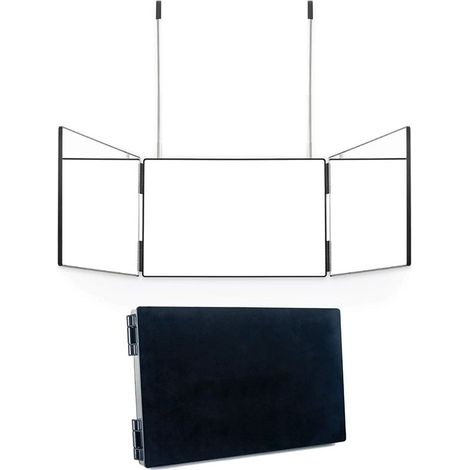 Miroir à 3 volets pour la coupe de cheveux, miroir pliable à 360° avec crochets télescopiques réglables en hauteur (1/5)