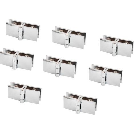 Juego de 8 bisagras para puertas de vidrio, de 5 mm a 8 mm, abrazadera rectangular ajustable para puertas de armarios, puertas de vidrio de 180 grados. (1/5)