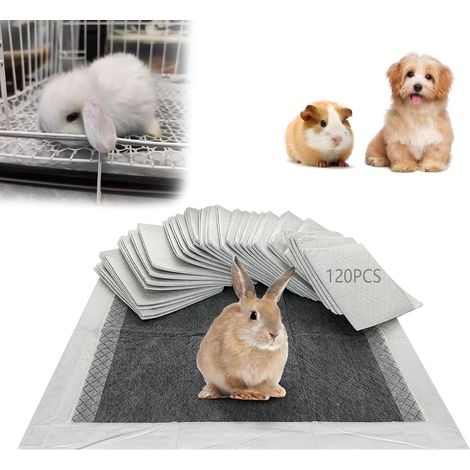 Disposable Rabbit Pads, Absorbent Guinea Pig Hygienic Mat, Pack of 120 Training Pads with Quick Dry Surface for Puppies, Cats, Chinchillas, Hamsters, Ferrets Hedgehogs (1/5)
