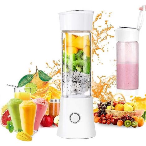 Mini blender 480 ml avec 6 lames en acier inoxydable, rechargeable par USB, petit appareil à smoothies, idéal pour les smoothies, jus, milkshakes, en voyage ou à la maison.