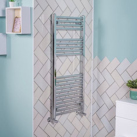 WarmeHaus Straight Chrome Heated Towel Rail 1100x500mm (1/6)