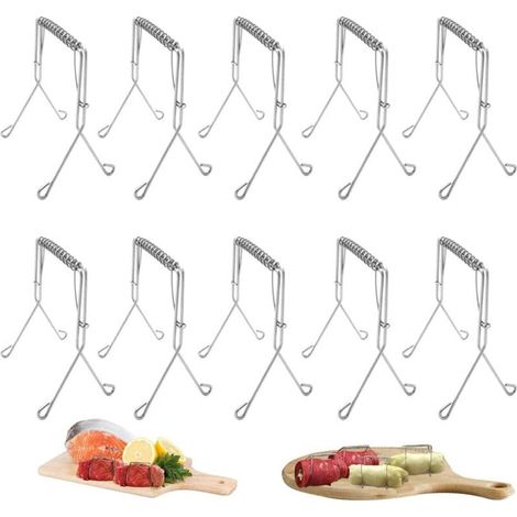 10 pinces à Roulade en Acier inoxydable Réutilisables,Bâtonnets de Barbecue Acier Inoxydable 304,Brochettes à Roulade Aiguilles,Aux Brochettes de Roulade,Alternative à la ficelle (1/5)