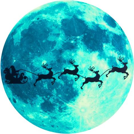 1 Adhesivo de pared navideño fosforescente, luna, 30 cm, PVC, decoración para habitación infantil, salón, baño. (1/5)