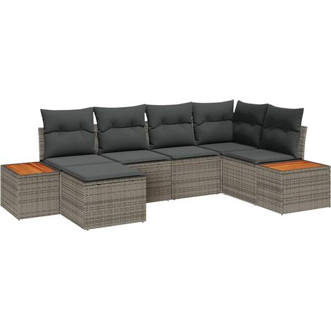Maison Exclusive - Set Divano da Giardino 7 pz 6-Numero di posti Grigio Polyrattan (1/5)