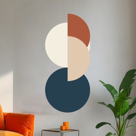 Sollbry Pegatinas de pared bohemias con círculos abstractos, diseño de arco beige, decoración bohemia para baño, dormitorio, niños y bebés. (1/5)