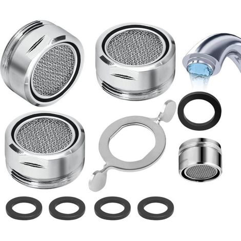 Aérateur de robinet M24, aérateur de robinet économiseur d'eau 3 pièces avec filtre en acier inoxydable et ABS, avec 3 joints, aérateur économiseur d'eau pour salle de bain et cuisine (1/4)