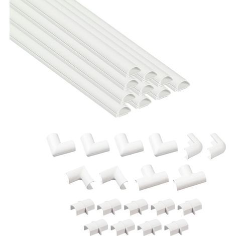 Kit Goulottes Cache Câbles Décoratives, Blanc, 10x40cm Solution Pratique pour Gestion Câbles et Protection Murale. (1/4)