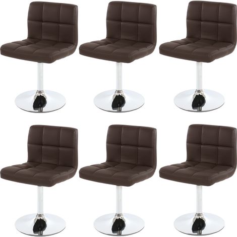 [JAMAIS UTILISÉ] Lot de 6 chaises de salle à manger Kavala, pivotante, similicuir, chrome, marron (1/5)