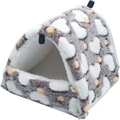 Lit en peluche pour rongeurs, petite maison pour hamster, jouet hamac, lit, cabane pour cochons d'Inde, lapins, chinchillas, furets, marron (1/4)