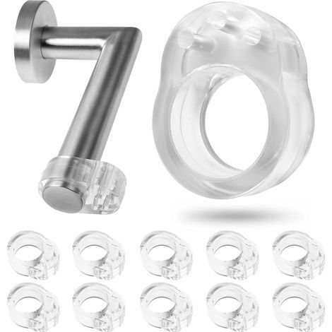 Butées de poignées de porte, 10 Pièces, Prévient l’endommagement des murs, Transparent, Anneaux de Ø 17 mm, Fabriquées en silicone flexible, Protection Pads pour murs contre les poignées de fenêtres (1/5)