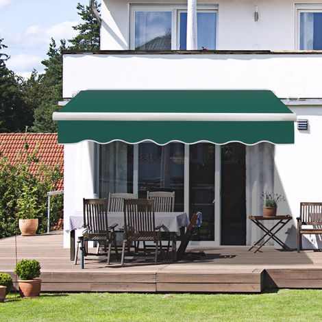 2x1.5M Manual Garden Patio Awning Canopy Sun Shade Shelter Retractable Green (1/5)