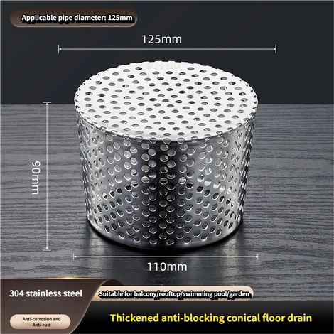 Filtre à flux descendant 125mm, bouchon d'étanchéité, couvercle de ventilation, bouchon de tuyau d'échappement conique en acier inoxydable (1/5)