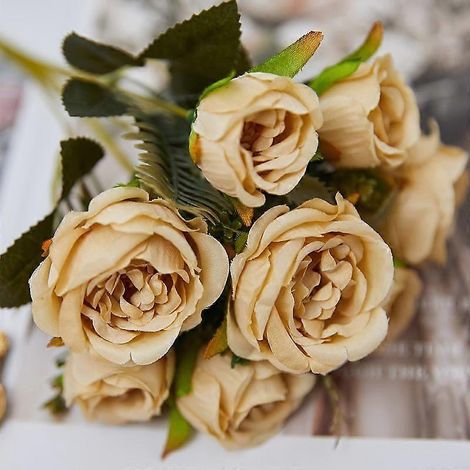 Bouquet Ornement d'Automne Fleurs Artificielles Pivoine en Soie Vertes DIY Mariage Fêtecafé léger (1/5)