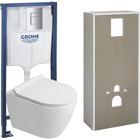 Solido + Pack WC 4 en 1 + WC sin brida Ceramia PixL con tapa SoftClose + placa (GRCEPXWT04-IN) (1/5)