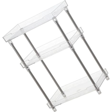 Badezimmerregal aus transparentem Acryl, Organizer für Toilettenartikel, dreistufige, herausnehmbare Kosmetikablage aus Edelstahl (1/5)