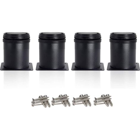 4 pieds de meuble noirs de 50 mm, réglables en hauteur de 0 à 15 mm avec des vis en acier inoxydable (1/5)