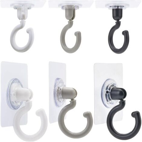 6 ganchos adhesivos para techo y pared, no requieren perforación, autoadhesivos, giratorios (360°/180°), ideales para colgar plantas pequeñas y toallas. (1/5)