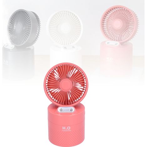 4000 mAh Doppelnebel-Ventilator/Luftbefeuchter, USB-aufladbar, für Studentenwohnheime (rot). (1/5)